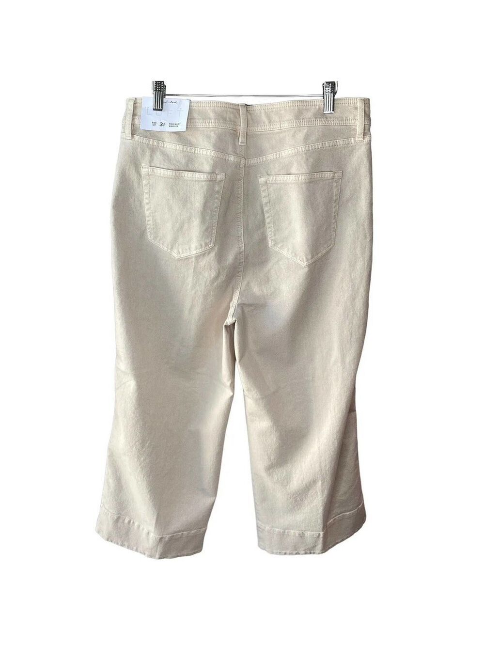 LOFT High Waist Wide Leg Jeans Size 12P/31 Tan Sand Denim Ankle NWT - Picture 2 of 7
